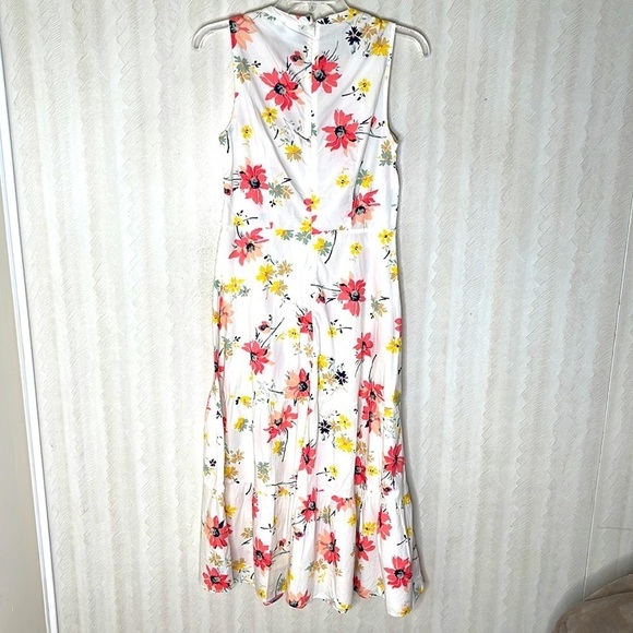 🆕 GAP sleeveless midi dress white Floral print Dress Size 4 - Picture 3 of 5